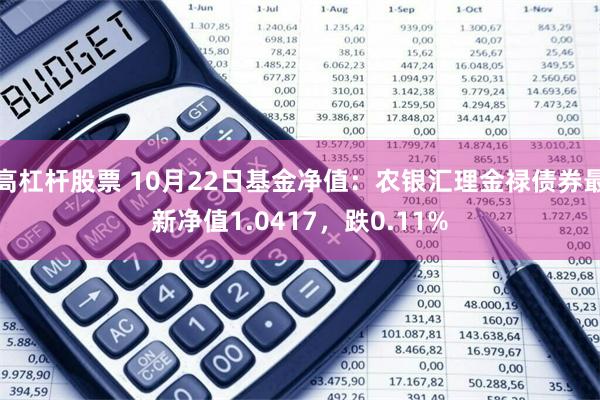 高杠杆股票 10月22日基金净值：农银汇理金禄债券最新净值1.0417，跌0.11%