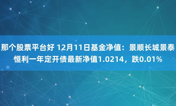 那个股票平台好 12月11日基金净值：景顺长城景泰恒利一年定开债最新净值1.0214，跌0.01%