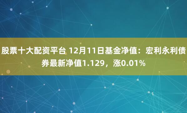 股票十大配资平台 12月11日基金净值：宏利永利债券最新净值1.129，涨0.01%