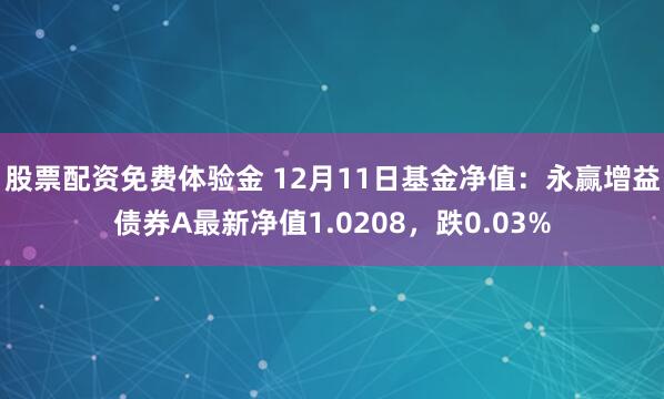 股票配资免费体验金 12月11日基金净值：永赢增益债券A最新净值1.0208，跌0.03%