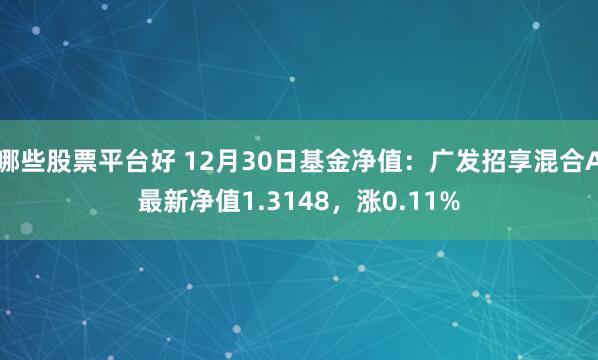 哪些股票平台好 12月30日基金净值：广发招享混合A最新净值1.3148，涨0.11%