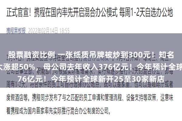 股票融资比例 一张纸质吊牌被炒到300元！知名品牌大中华区业绩大涨超50%，母公司去年收入376亿元！今年预计全球新开25至30家新店