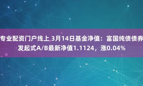 专业配资门户线上 3月14日基金净值：富国纯债债券发起式A/B最新净值1.1124，涨0.04%